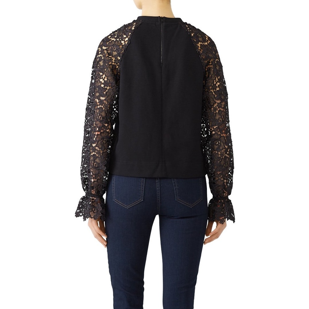 Three Floor Black Dahlia Sweatshirt Size Small Lace Embroidery sleeves